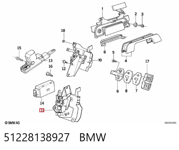 Zamek drzwi tylnych lewych BMW 5 E34