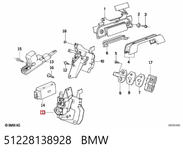 Zamek drzwi tylnych prawych BMW 5 E34