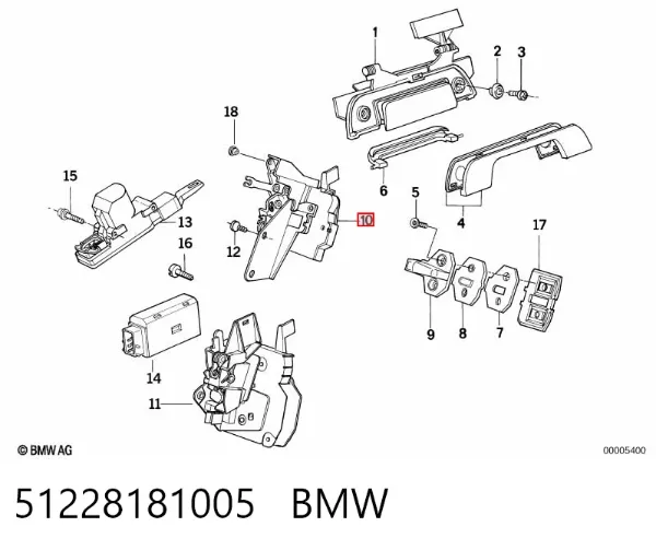 Zamek drzwi tylnych lewych BMW 5 E34