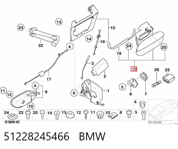 Klamka drzwi tylnych prawa zewnętrzna 51228245466 BMW