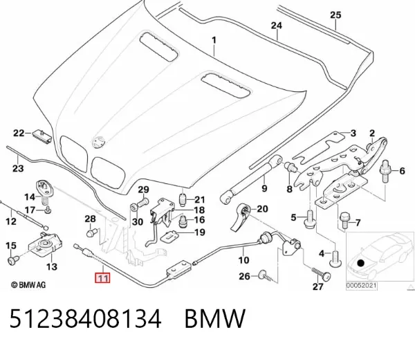 Linka otwierania maski 51238408134 BMW