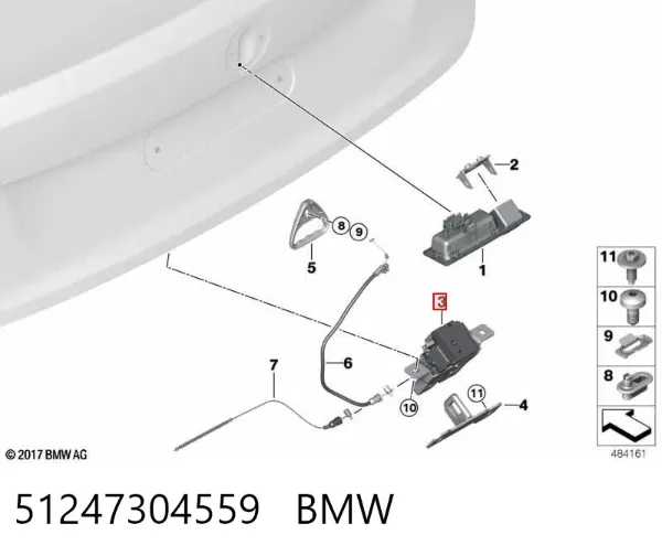 Zamek klapy bagażnika (3/5 drzwi tylnych) 51247304559 BMW
