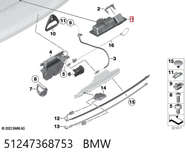 Przycisk blokady klapy bagażnika (drzwi 3/5) 51247368753 BMW