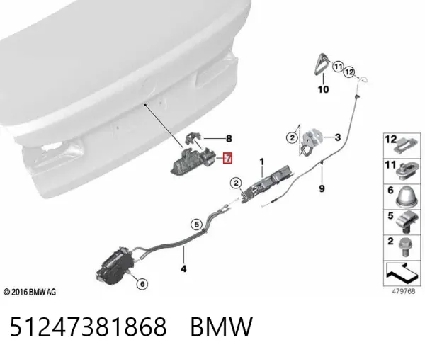 Przycisk blokady klapy bagażnika (drzwi 3/5) 51247381868 BMW