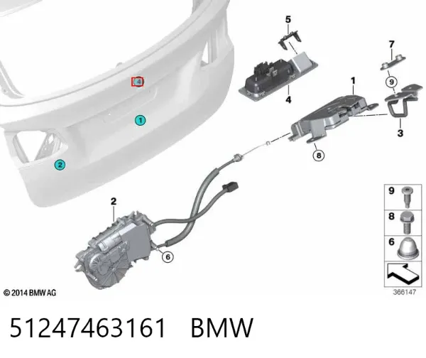 Klamka bagażnika (drzwi 3/5 tylnych) zewnętrzna 51247463161 BMW