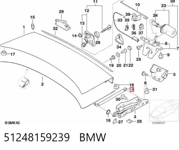 Amortyzator klapy bagażnika (3/5 drzwi-tylnych) 51248159239 BMW