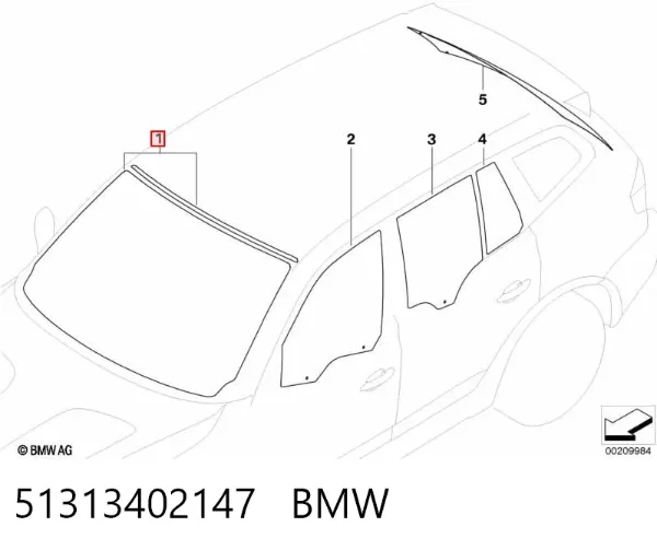 Szyba przednia 51313402147 BMW