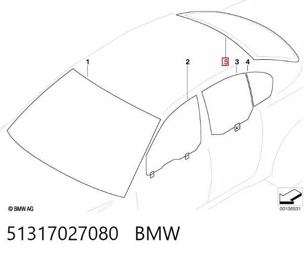 Szyba tylna 51317027080 BMW