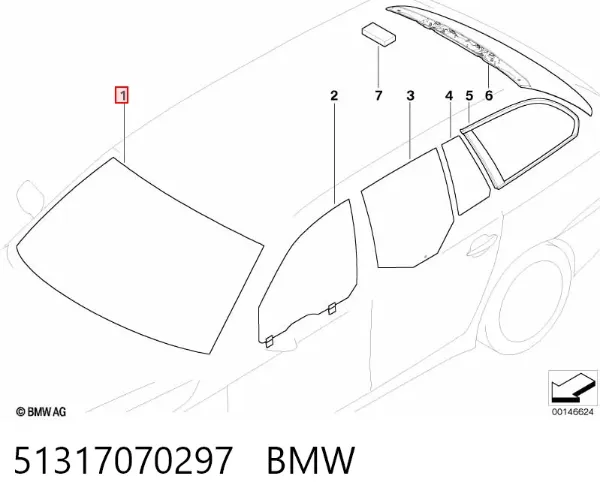 Szyba przednia 51317070297 BMW