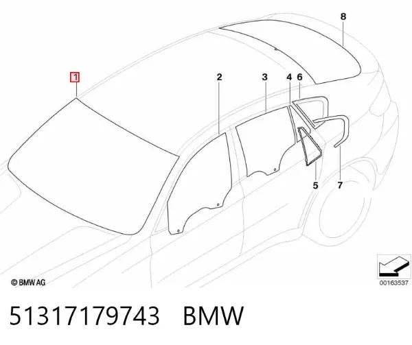 Szyba przednia 51317179743 BMW
