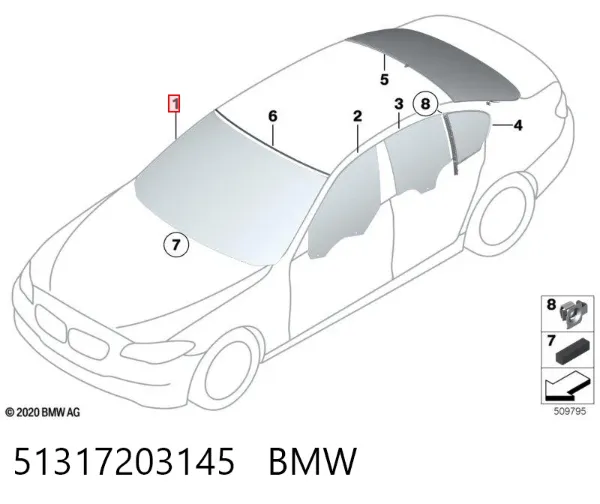 Szyba przednia 51317203145 BMW