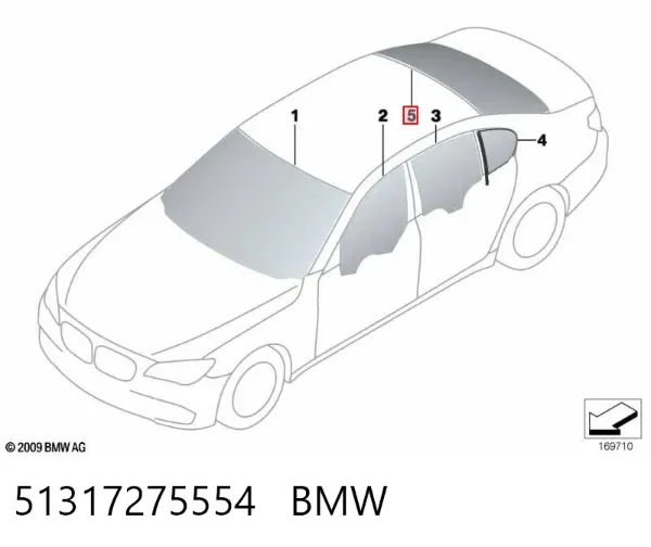Szyba tylna BMW 7 F01, F02, F03, F04