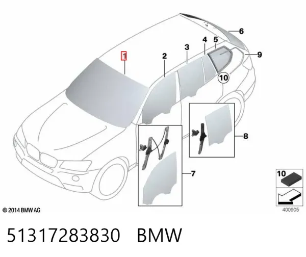 Szyba przednia 51317283830 BMW