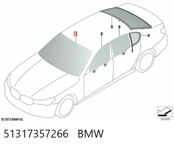 Szyba przednia 51317357266 BMW