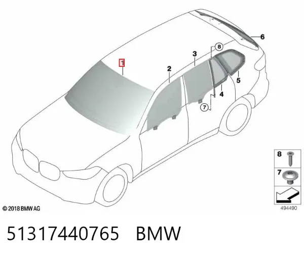 Szyba przednia 51317440765 BMW