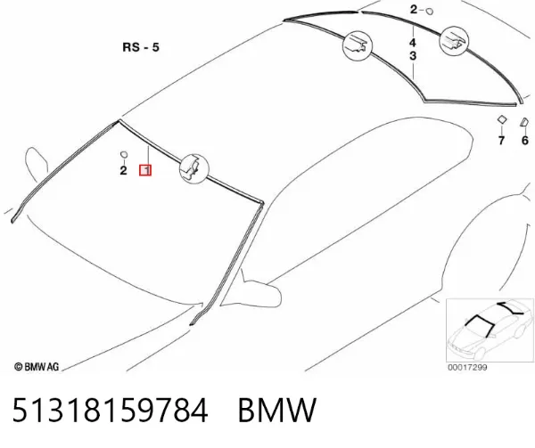 Listwa ochronna szyby przedniej BMW 5 E39