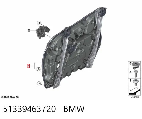 Mechanizm podnoszenia szyby drzwi przednich prawych BMW X5 G05, F95