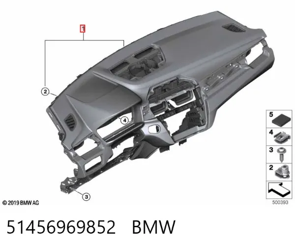 Panel kabiny przedni "torpedo" 51456969852 BMW