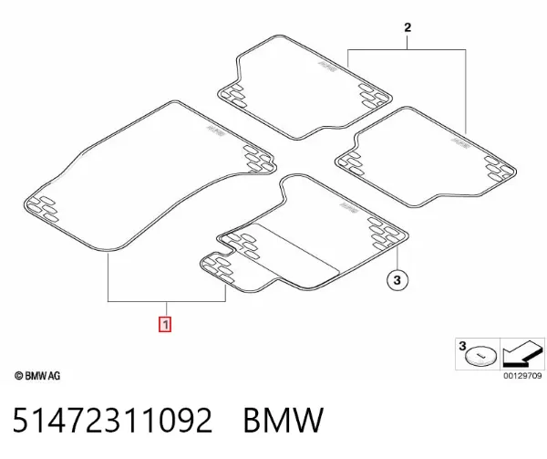 Dywanik przedni, zestaw 2 szt. 51472311092 BMW