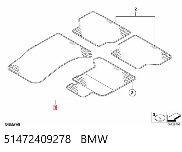Dywanik przedni, zestaw 2 szt. 51472409278 BMW