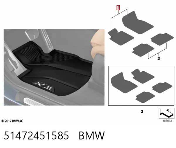 Dywanik przedni, zestaw 2 szt. 51472451585 BMW