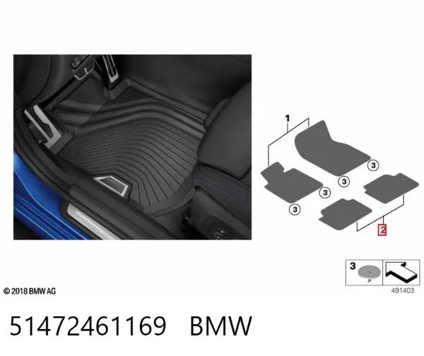 Dywanik tylny, zestaw 2 szt. 51472461169 BMW