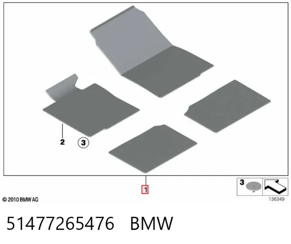 Dywaniki przód+tył, komplet 51477265476 BMW