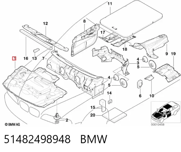 Wygluszenie maski 51482498948 BMW
