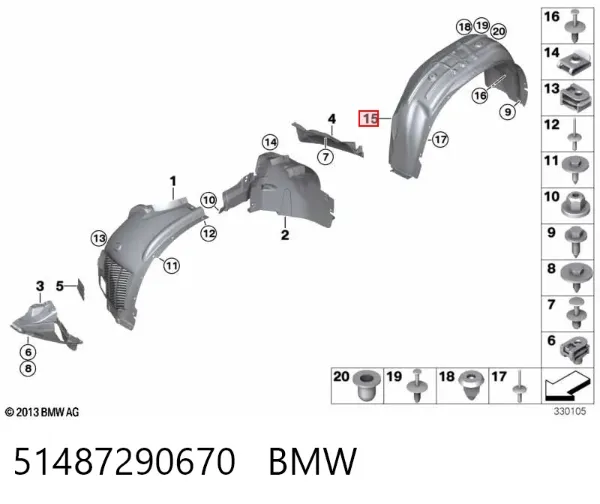 Nadkole błotnika tylnego prawe 51487290670 BMW