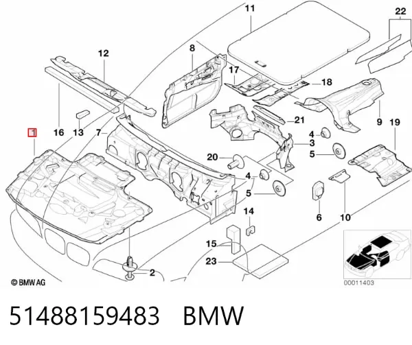 Wygluszenie maski 51488159483 BMW
