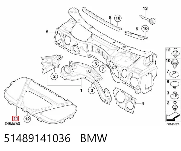 Wygluszenie maski 51489141036 BMW