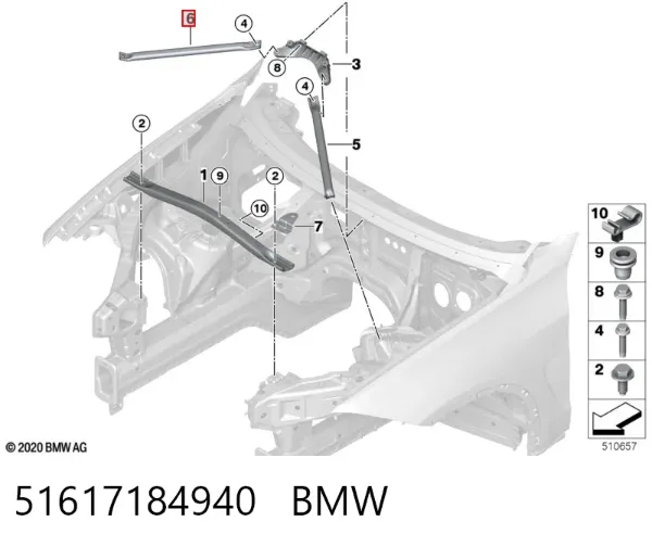 Wspornik przedniej osi zawieszenia prawy 51617184940 BMW