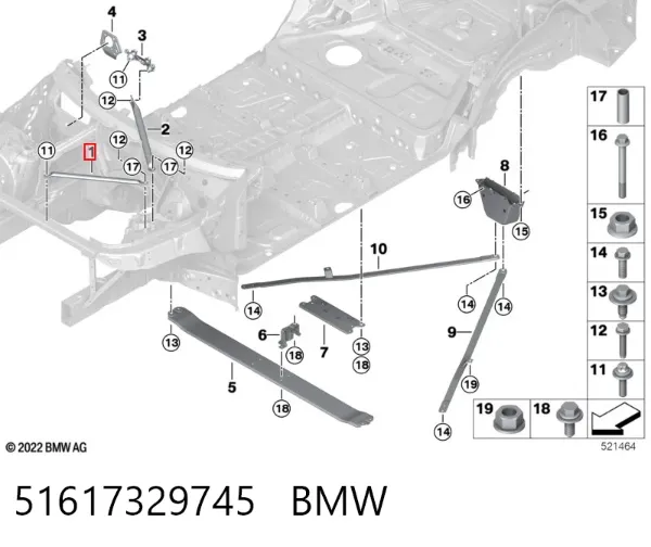 Wspornik przedniej osi zawieszenia lewy 51617329745 BMW
