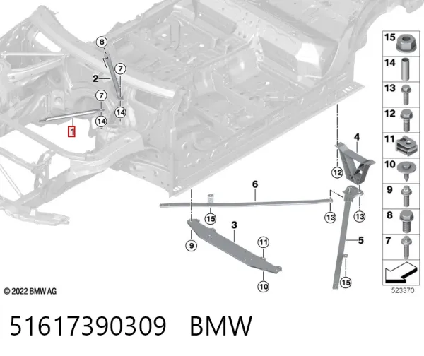 Wspornik przedniej osi zawieszenia prawy 51617390309 BMW