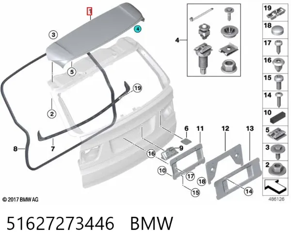 Spojler bagażnika (drzwi 3/5 tylnych) 51627273446 BMW