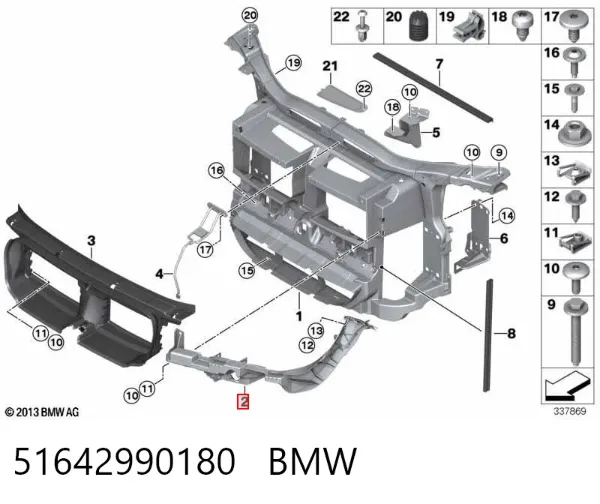 Wspornik (adapter) mocowania reflektora przedniego prawego 51642990180 BMW