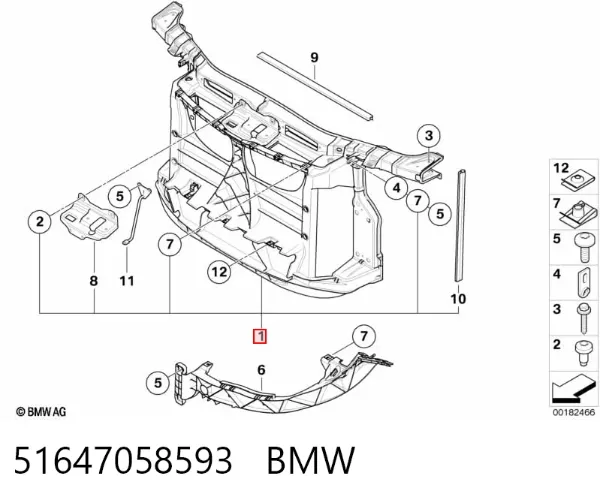 Osłona chłodnicy kompletna (panel mocowania reflektorów) 51647058593 BMW