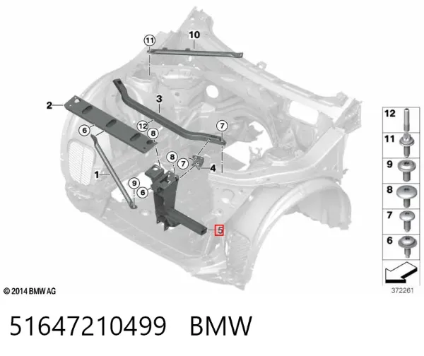 Osłona chłodnicy lewa (panel mocowania reflektorów) 51647210499 BMW