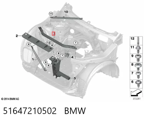 Wspornik osłony chłodnicy górny 51647210502 BMW