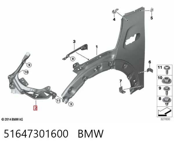 Wspornik (adapter) mocowania reflektora przedniego prawego 51647301600 BMW