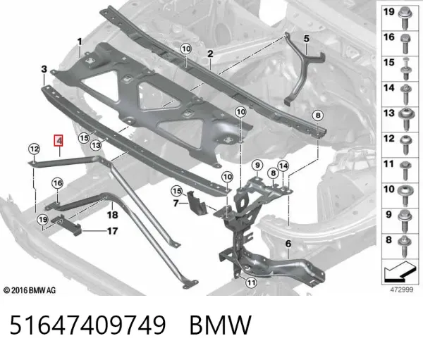 Wzmocnienie zderzaka przedniego 51647409749 BMW