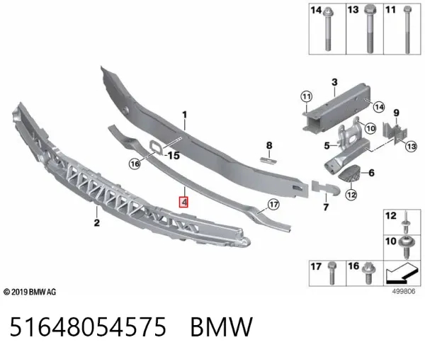 Wzmocnienie zderzaka przedniego 51648054575 BMW