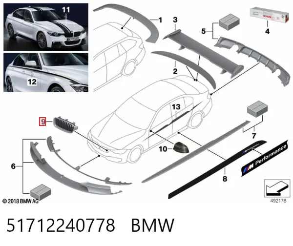 Atrapa chłodnicy prawa 51712240778 BMW