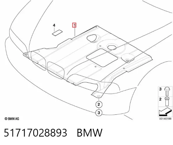 Osłona silnika, miski (przedziału silnika) 51717028893 BMW