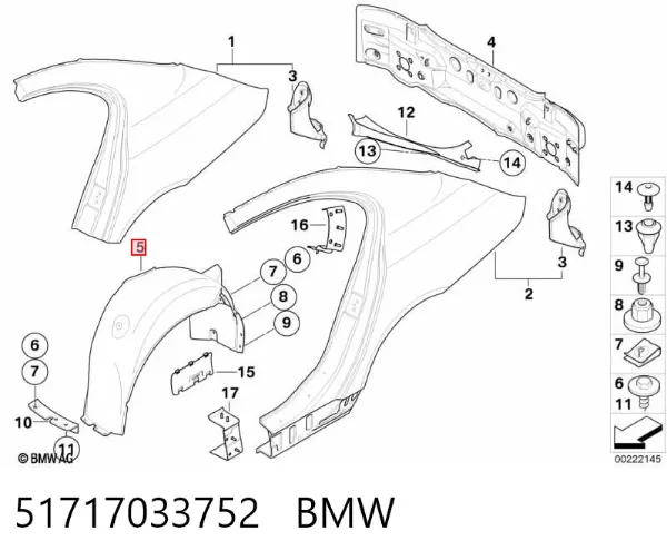 Nadkole błotnika tylnego prawe 51717033752 BMW