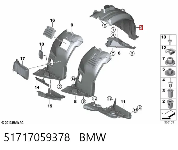 Nadkole błotnika przedniego prawe tylne 51717059378 BMW