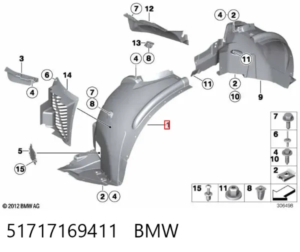 Nadkole błotnika przedniego lewe przednie 51717169411 BMW