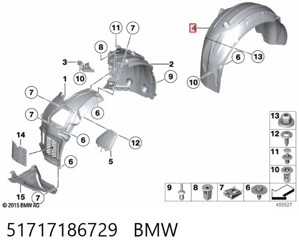 Nadkole błotnika tylnego lewe 51717186729 BMW