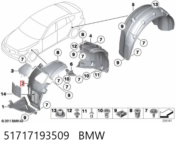 Nadkole błotnika przedniego lewe przednie 51717193509 BMW