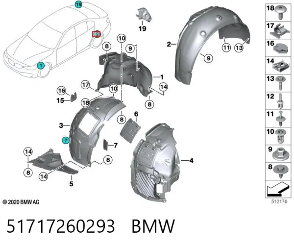 Nadkole błotnika tylnego lewe 51717260293 BMW